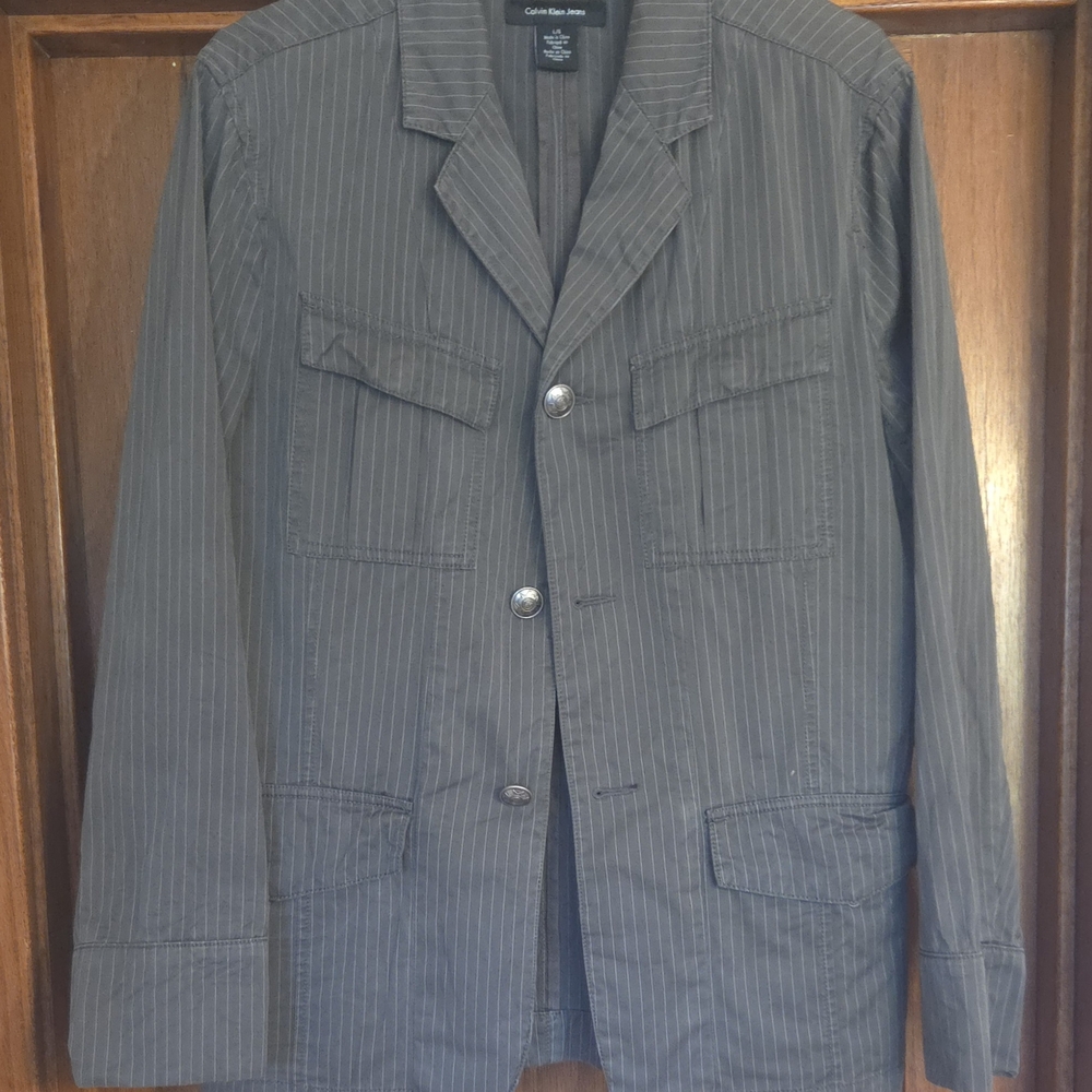 Calvin Klein Gray Pinstripe Blazer